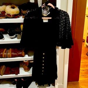 Free people black lace romper. Stretchy. Dress up or dress down.